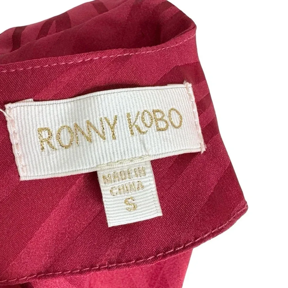 Ronny Kobo Shanaya Draped Dress with Cape Burgundy Cherry Red Size S - Image 7