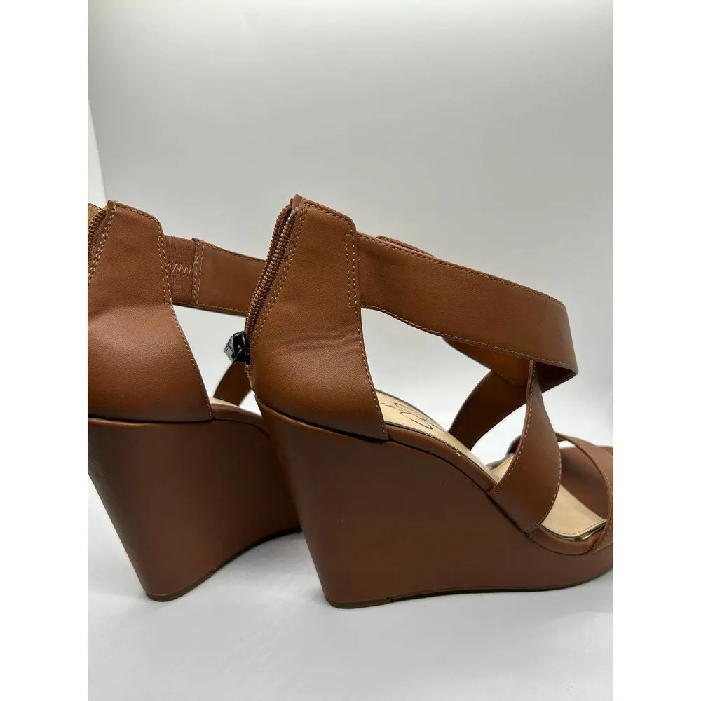 Jessica Simpson Brown Wedge Sandals Size 9M Strappy - Image 52