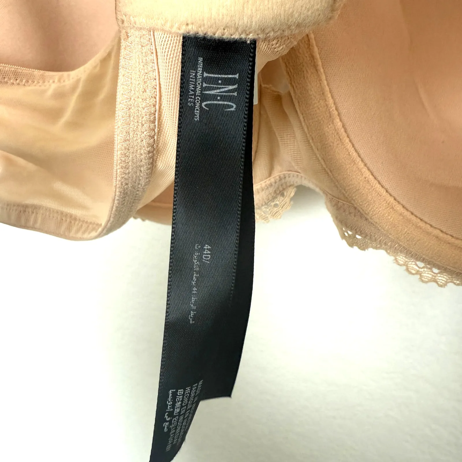 INC Womens Bra Size 40D Beige Lace Trim T-Shirt Bra Underwire Full Coverage - Image 3