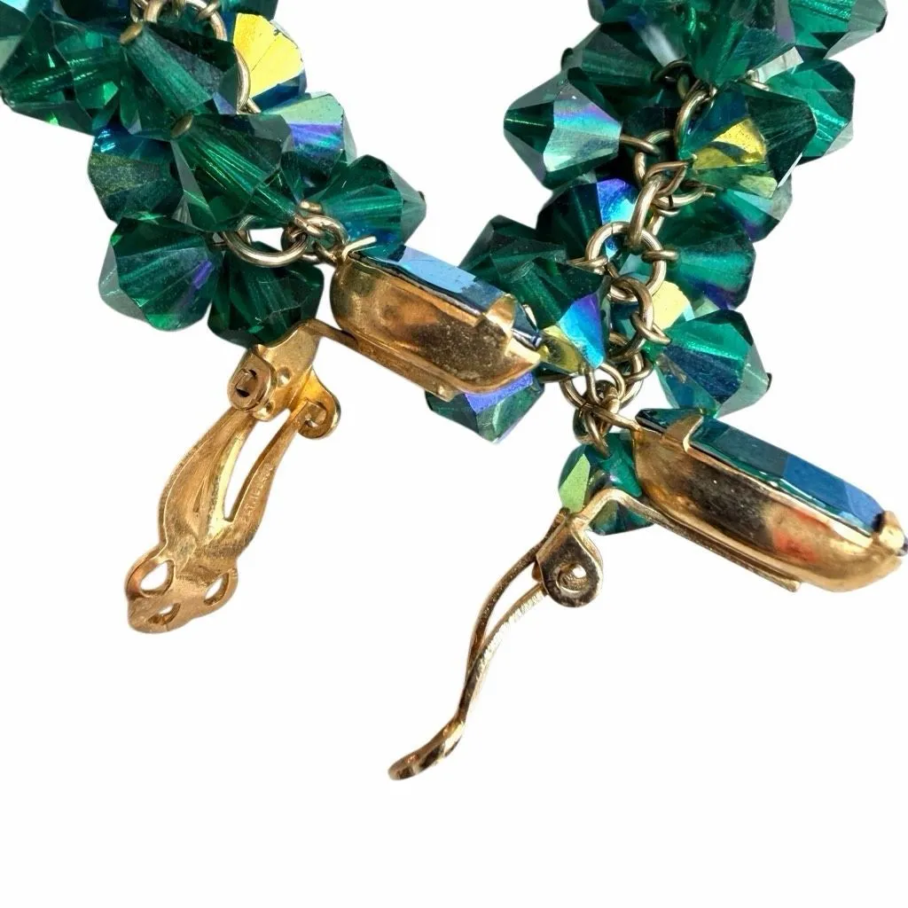 Lewis Segal California Vintage Green Aurora Borealis Crystal Clip - Image 6