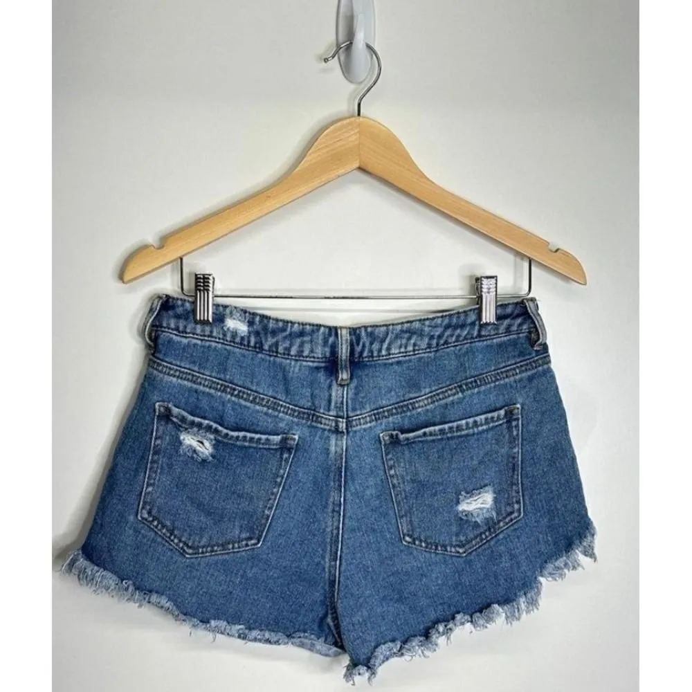 Pacsun High Rise Festival Denim Shorts Distressed Frayed Hem Blue Size 28 - Image 3
