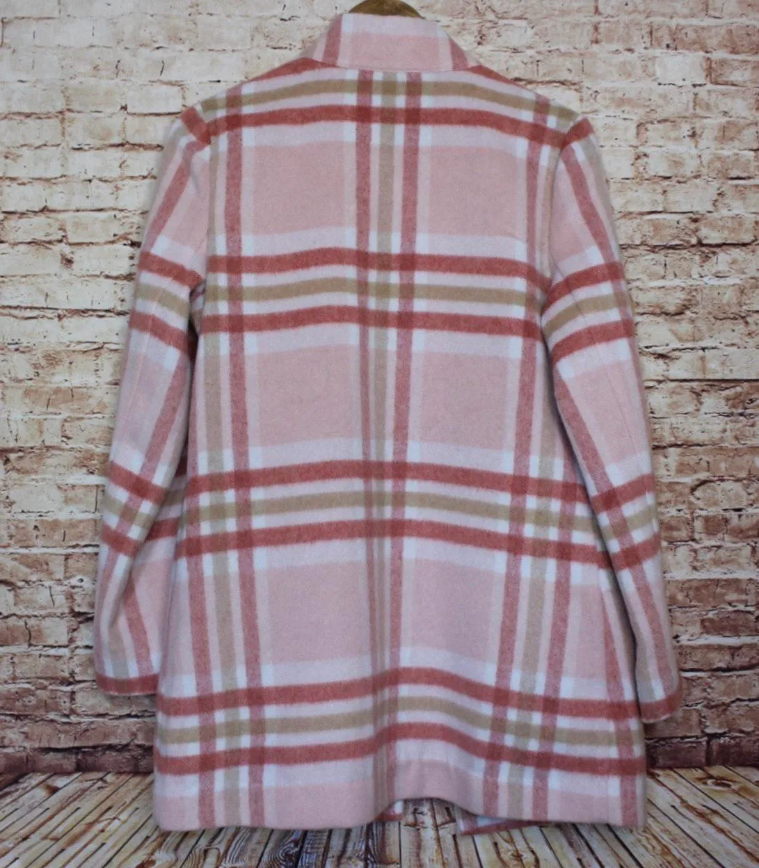 ELLE | Top Notch Pink Plaid Car Coat - Image 3