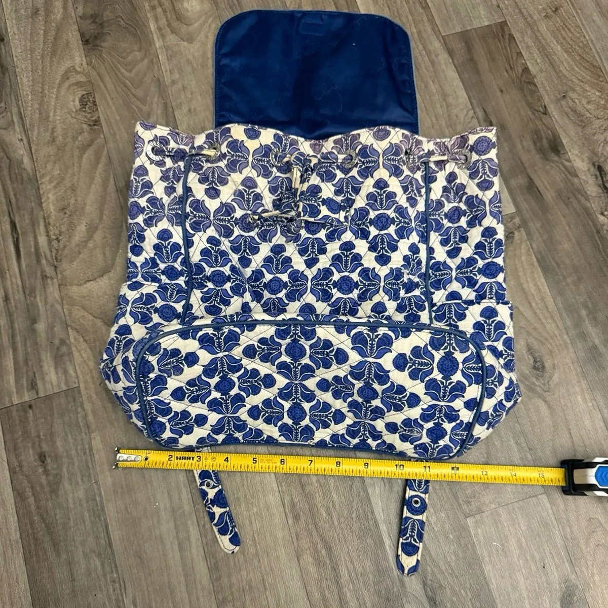 Vera Bradley Lighten Up Grand Backpack Cobalt Tile pattern - Image 5