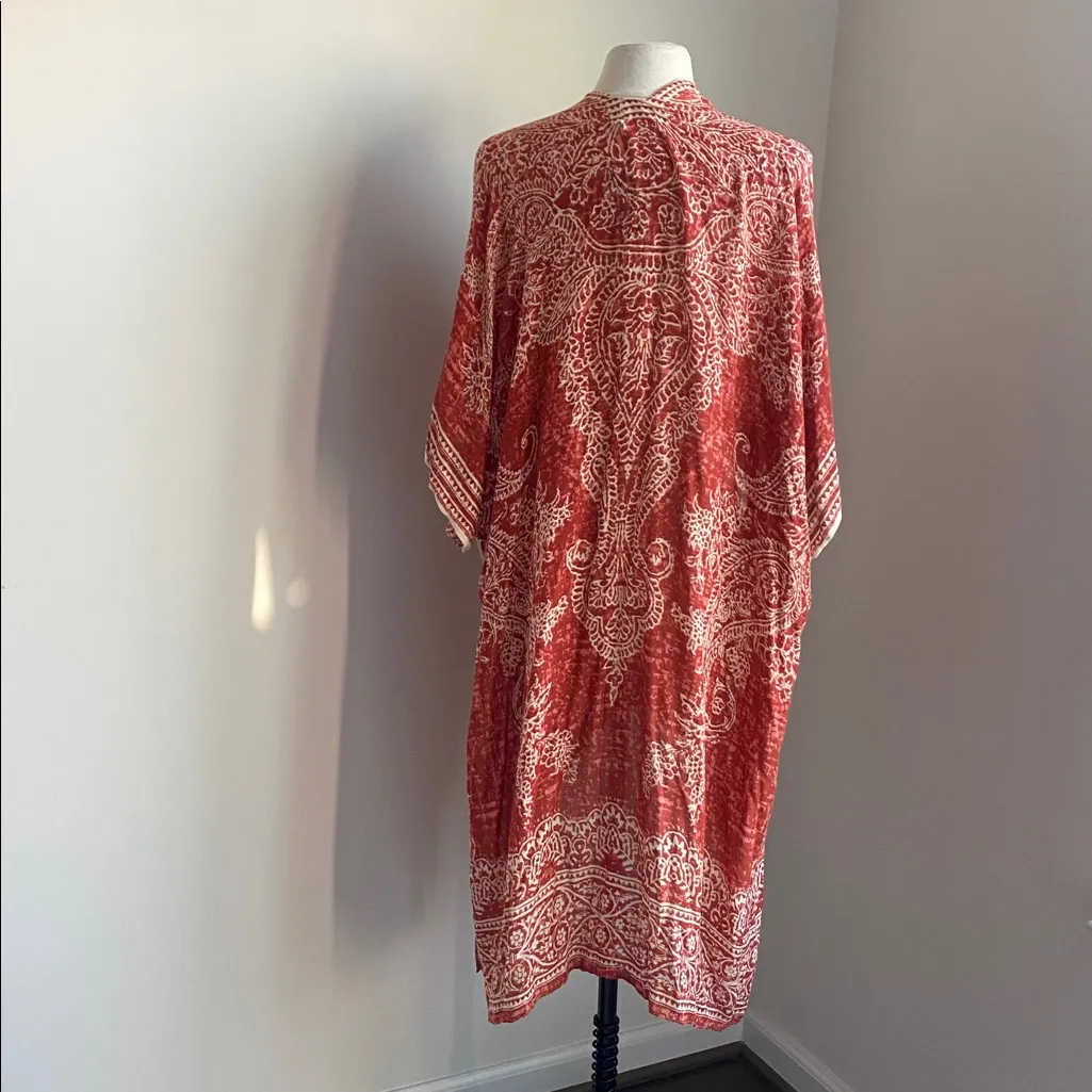 MELROSE & MARKET Burnt Orange White Paisley Kimono Womens Sz Medium New - Image 6