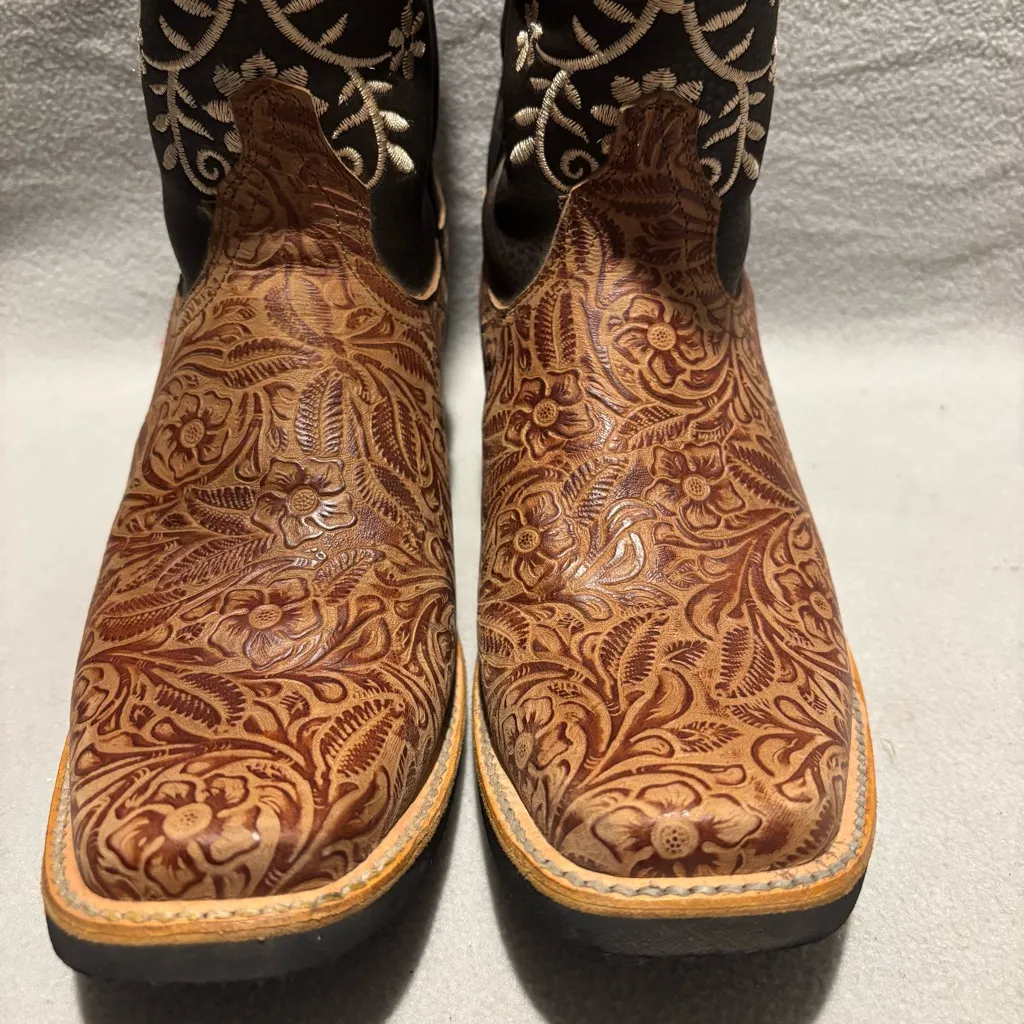 Unbranded Embroidered Square Toe Western Cowboy Boots Ladies 4.5 Brown Size undefined - Image 3