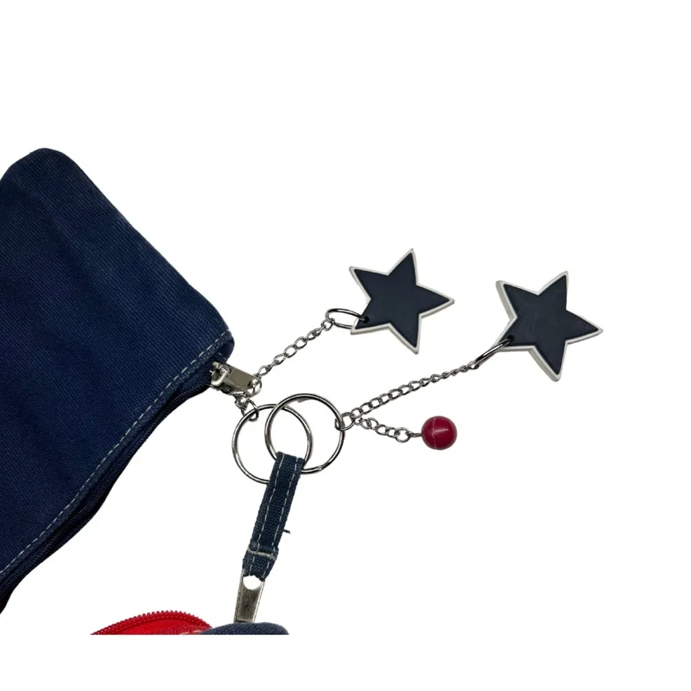 Joe Boxer red blue apples stars teacher shoulder bag patriotic tote school VTG - Image 4