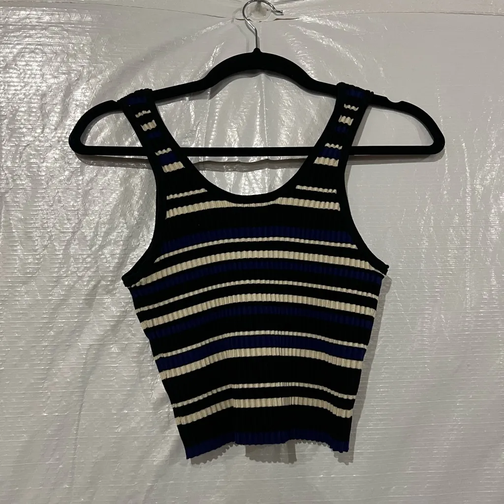 3.1 Phillip Lim Black and Blue Multi-Stripe Cropped Tank Top Size XS $275 - Image 5