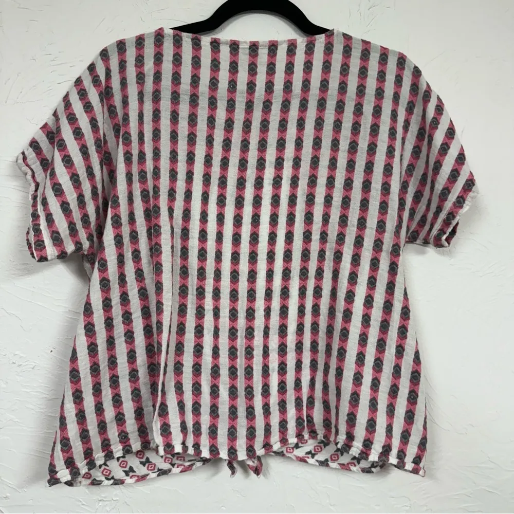 Loft Pink White Blue Striped Cropped Tee Shirt Women’s S Cotton Beachy Casual - Image 4