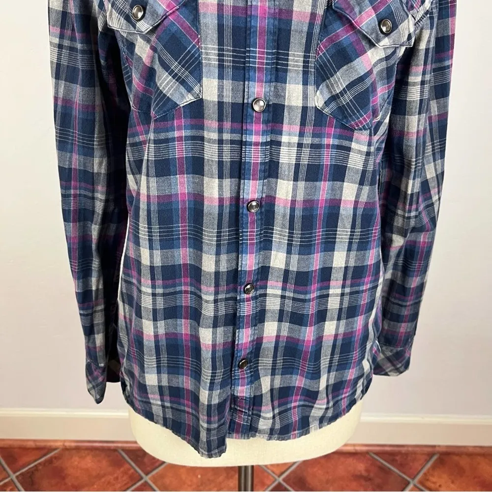 7 For All Mankind Grommet Plaid Button Down Shirt - Image 6