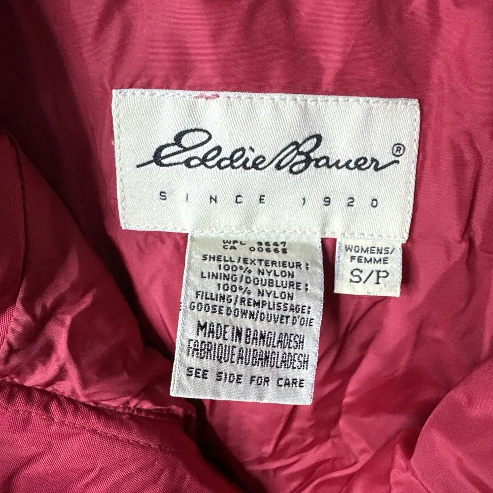 Women's Eddie Bauer Size Small Red‎ Puffer Goose Down Full Zip Vest - Image 3