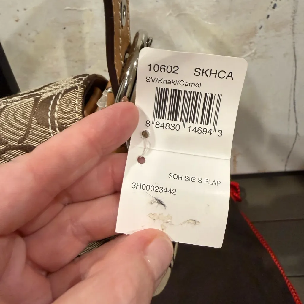 Vintage Coach Soho Signature Flap Shoulder Bag 10602 Rare 2006 NWT Khaki Camel - Image 12