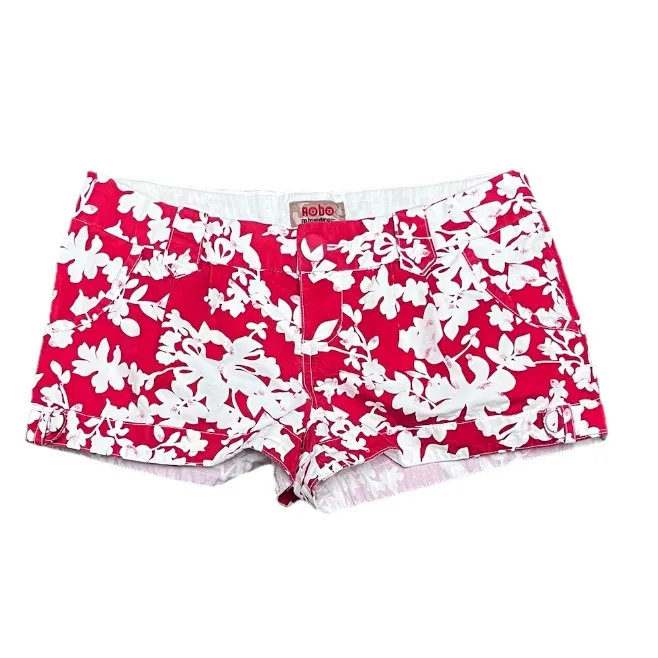 No Boundaries Y2K Hawaiian Floral Low Rise Shorts Red White Vintage Size 30 - Image 2