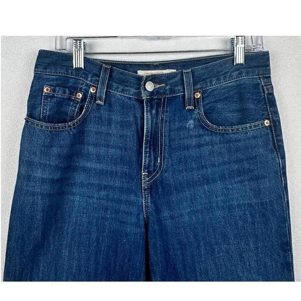 Levis Jeans Women Sz 26 Low Pro Straight Medium Wash Denim Straight Leg Mid Rise - Image 4