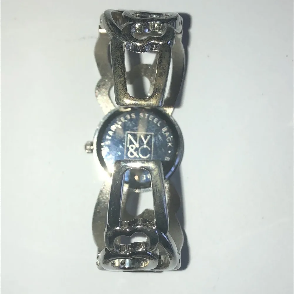 NY & Co. Silver Tone Cutout Cuff Band Watch Wristwatch NEW BATTERY - Image 5