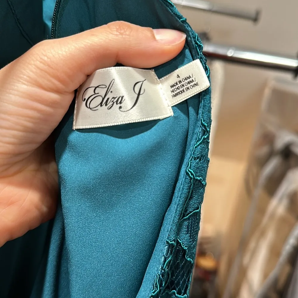 Eliza J Teal Green Blue Lace Formal Dress - Image 4