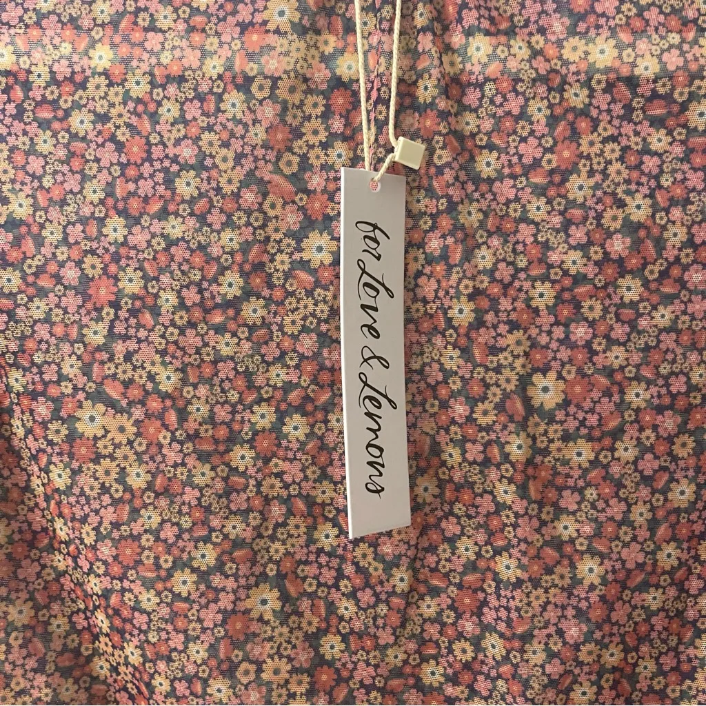 For Love & Lemons Nadia Floral Sheer Crop Top Size S Pink NWT Retail $92 - Image 3