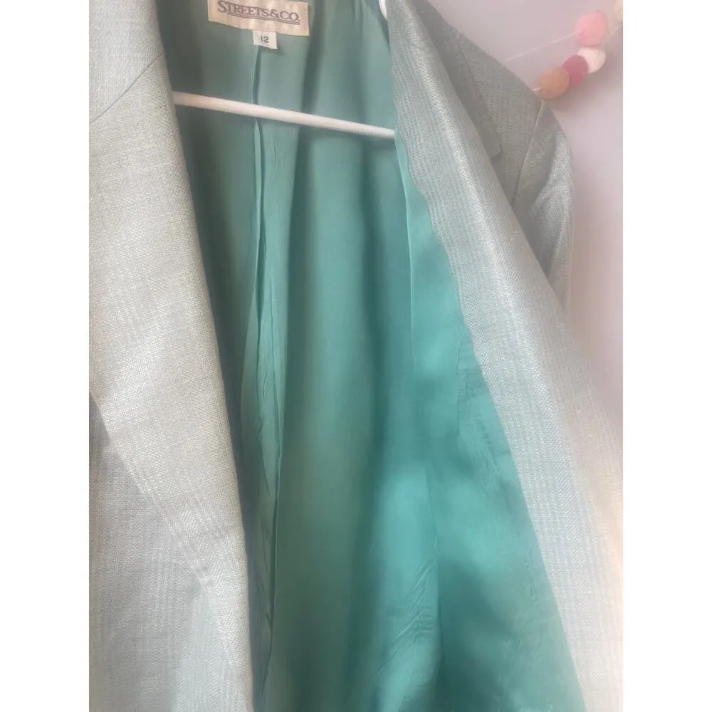 Streets & Co Vintage Classic Light Green Suit Jacket Blazer Size 12 - Image 6