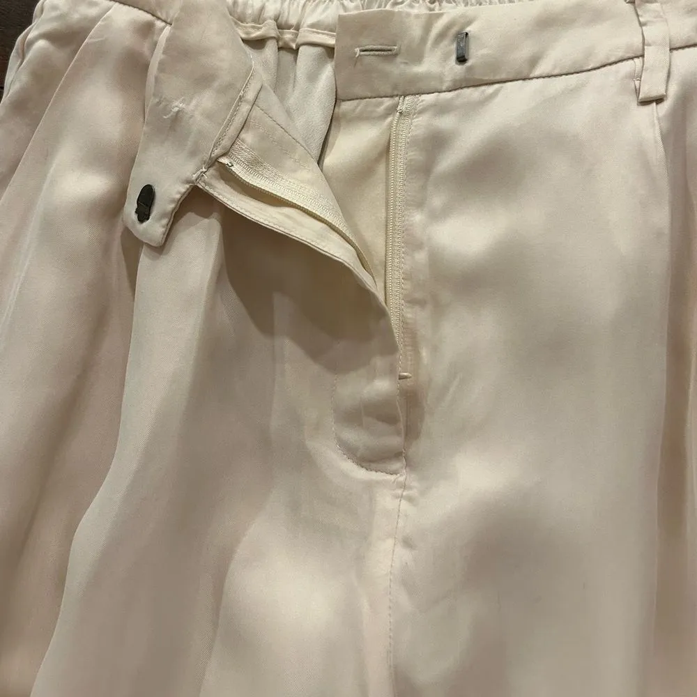 WAYF Cream Pleated Lined Wide Leg Pants Size Medium - Image 10
