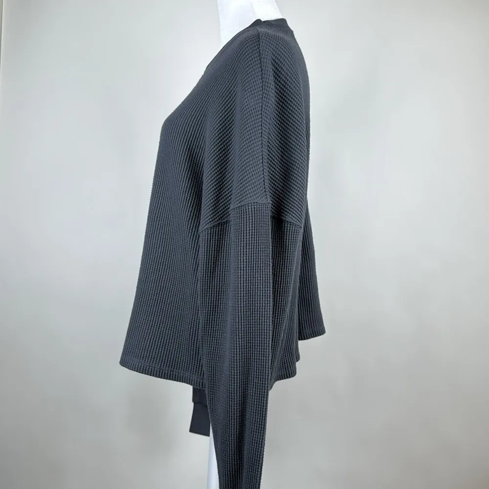 Abercrombie Waffle Crew Neck Long Sleeve Pullover Blue Gray Top - Image 5