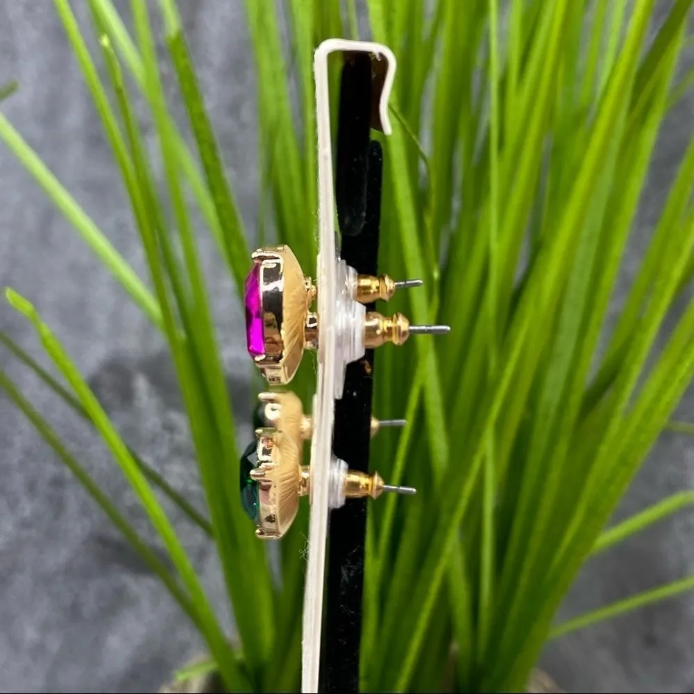 Dillard’s Jewel Tone Rhinestone Stud Earring Set Pink - Image 2