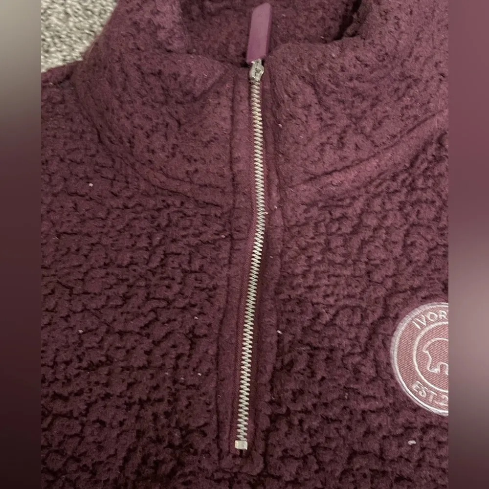 purple Quarter Zip Relaxed Sherpa Jacket S - Image 6
