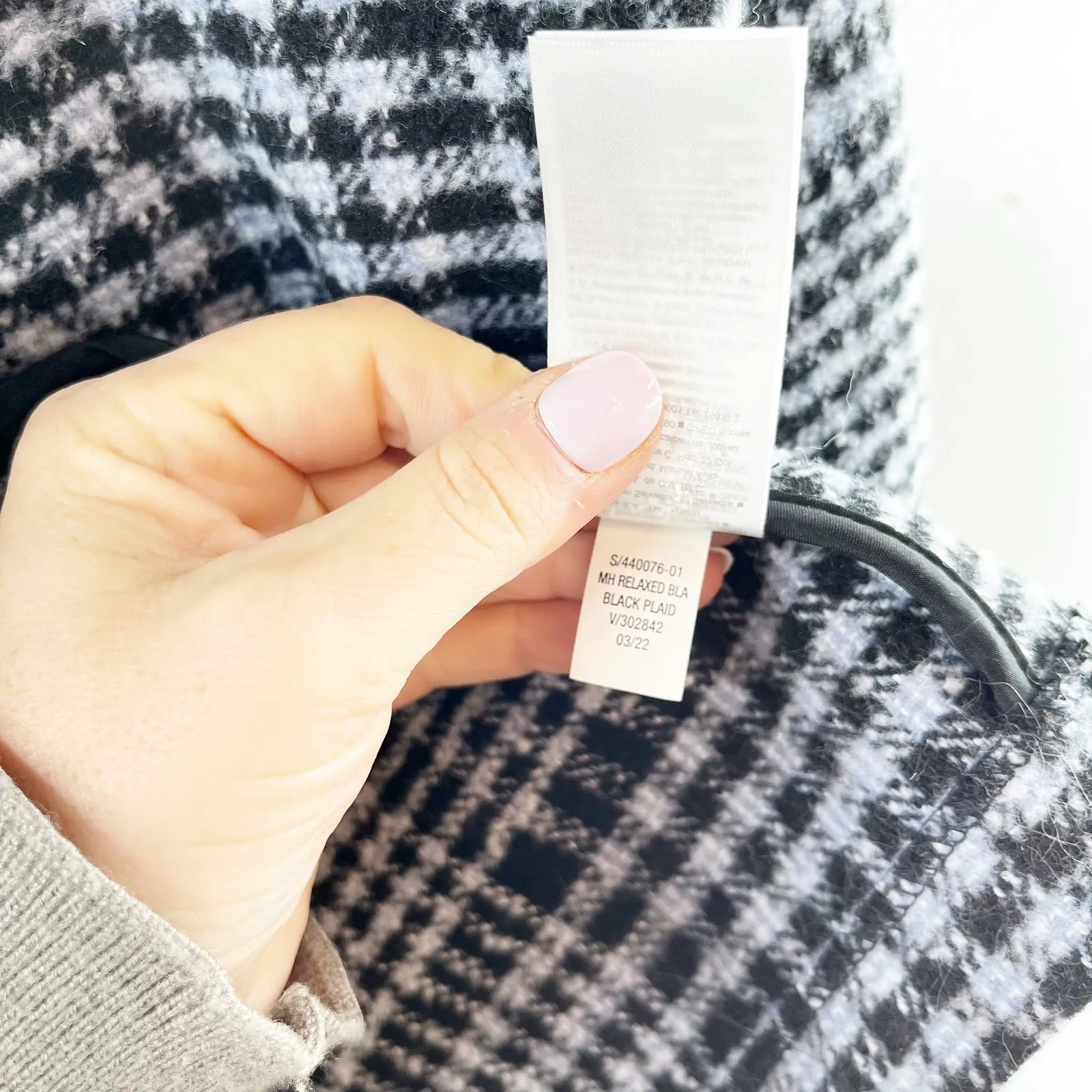 Old Navy Soft Brushed Oversized Single Breasted Plaid Blazer Jacket Gray Small - Image 5