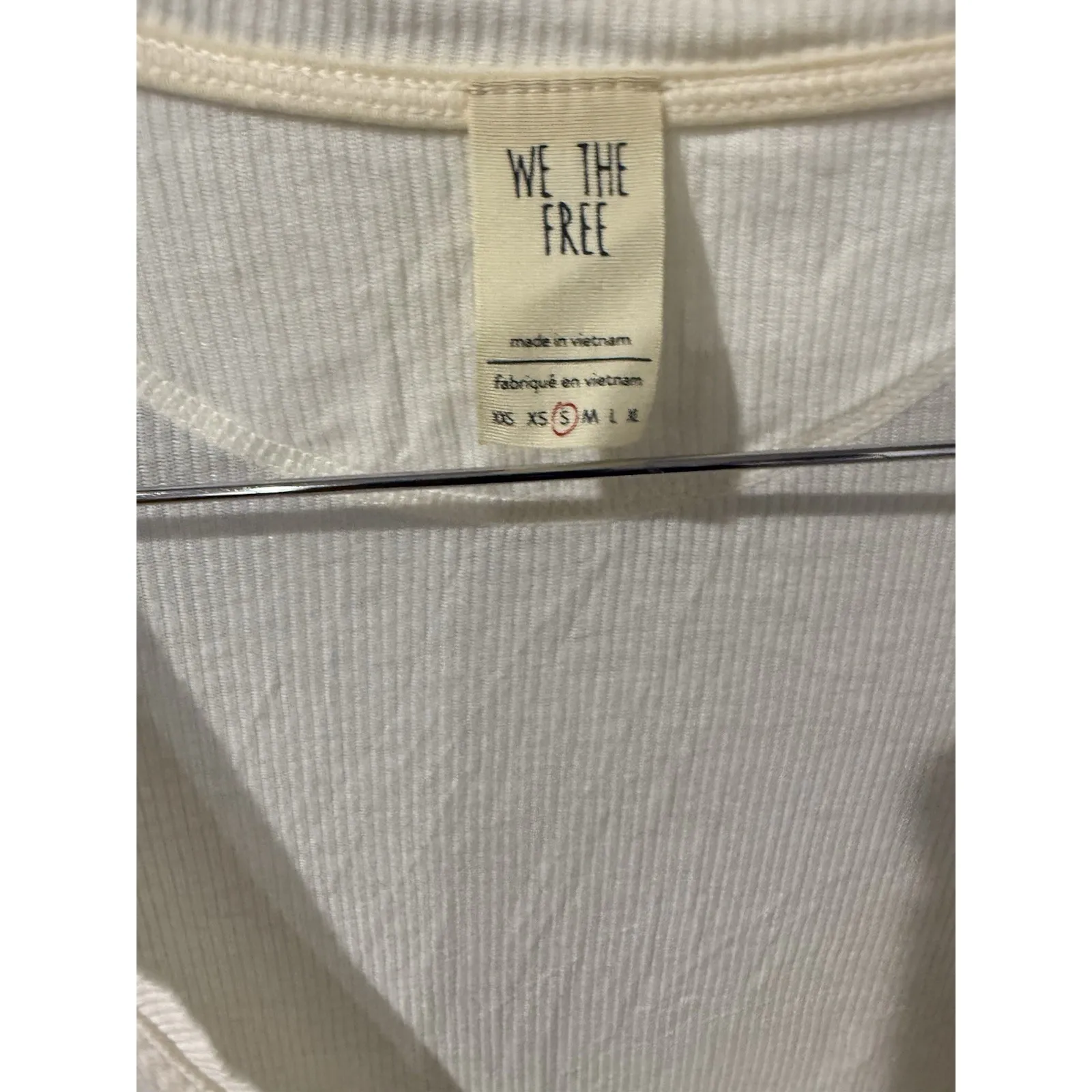 Free People Golden Gate Tee Size S White Ribbed Knit Oversized V Neck Pocket Top - Image 3