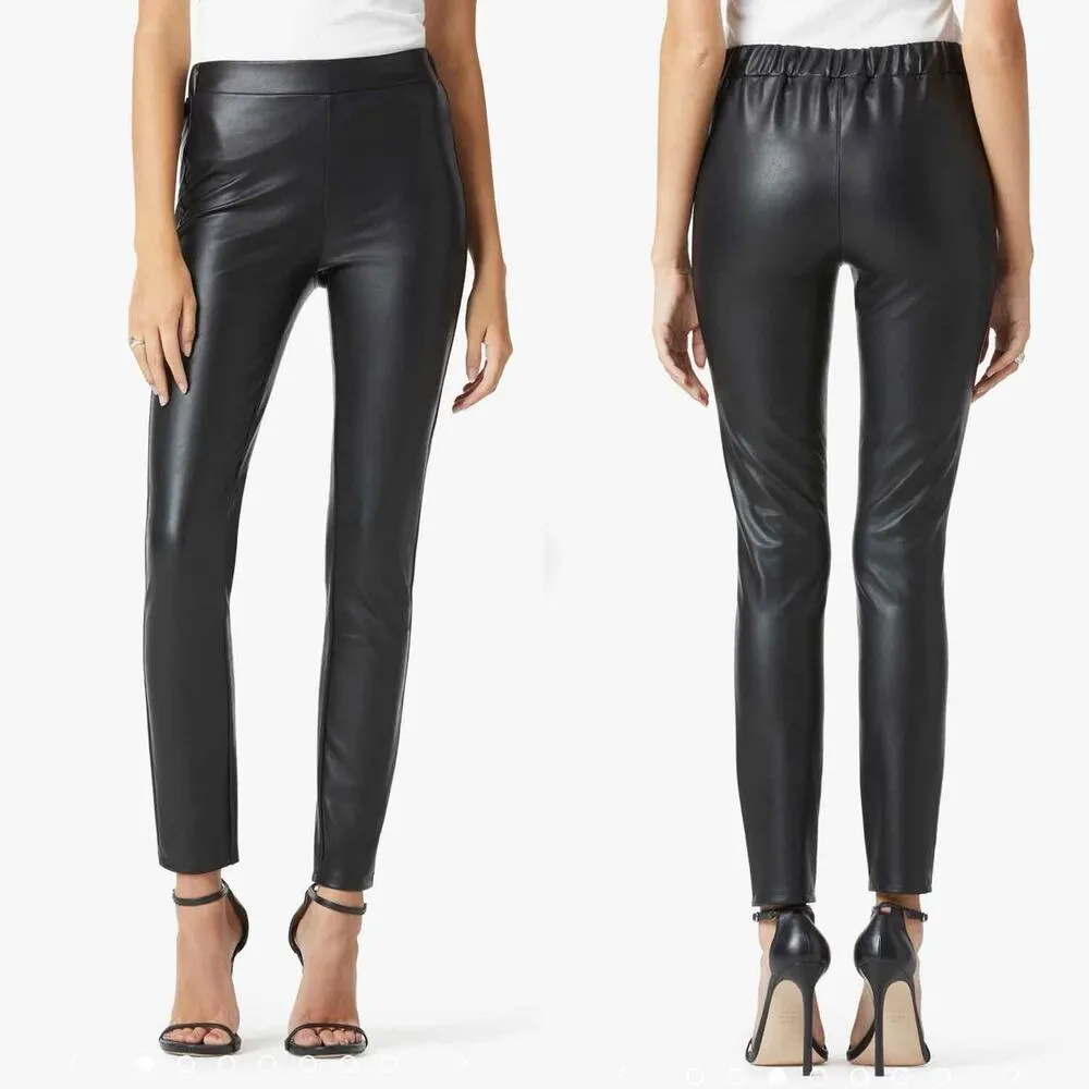 Joe’s Jeans Faux Leather Vegan Korey Leggings Black Size XL Elastic Waist - Image 6
