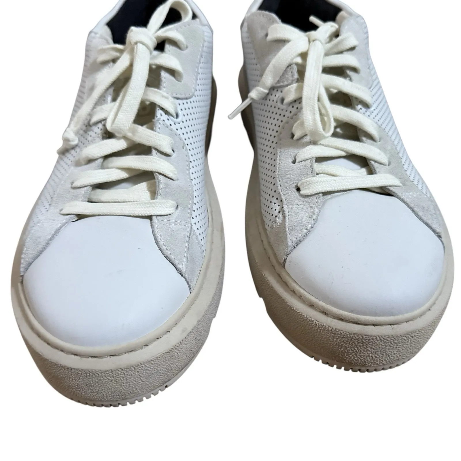 P448 Aerial Perforated Lace Up Sneakers Womens‎ Size EU 39 US 8.5-9 White Shoes - Image 6