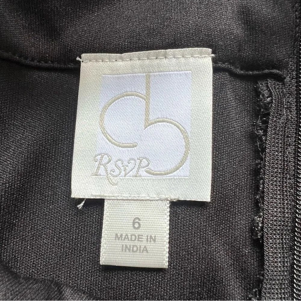 DB RSVP Lace Overlay Black Cocktail Dress Sheath Dress Size 6 Sleeveless - Image 12