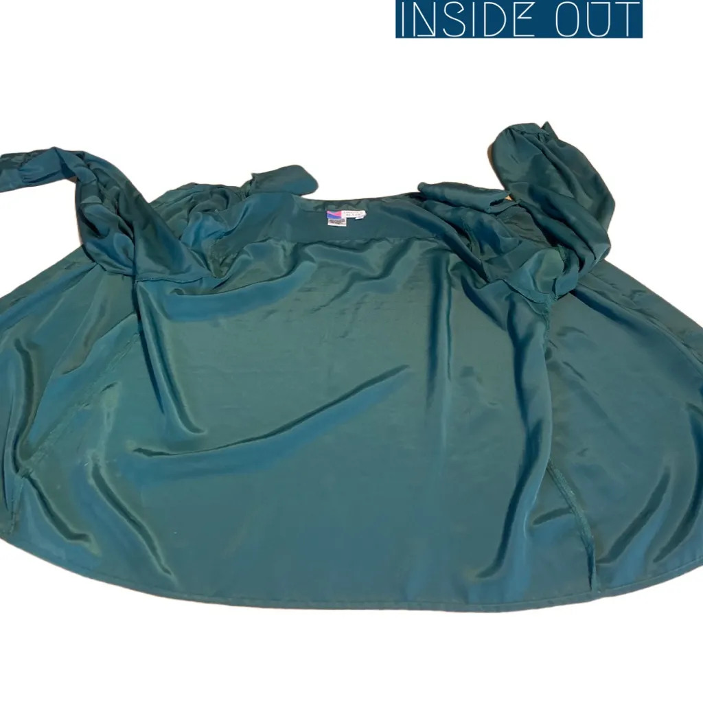 VINTAGE 1980'S LINDSEY BLAKE DARK TEAL PANEL PLEATED BUTTON DOWN BLOUSE (10) Green - Image 10