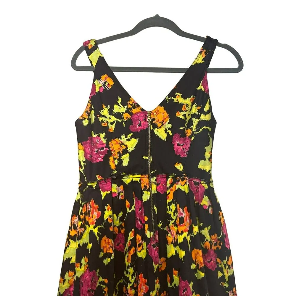 VTG Kay Unger New York Ladies V Neck Summer Floral Sleeveless Floral Dress SZ 8 - Image 7