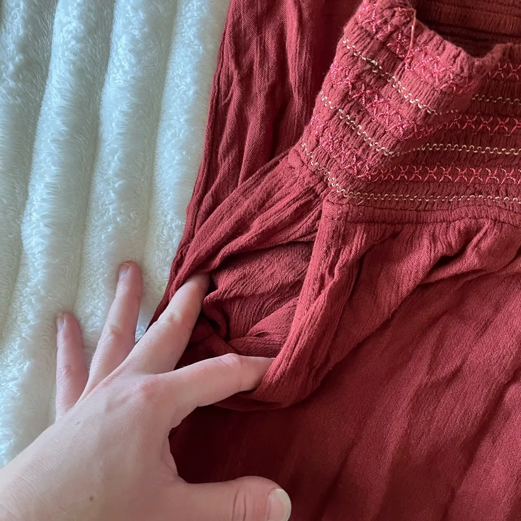 Anthropologie Rust Smocked Waist Pants - Image 3