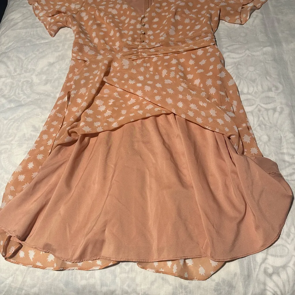 Madewell Peach Polka Dot Mini Dress - Image 10