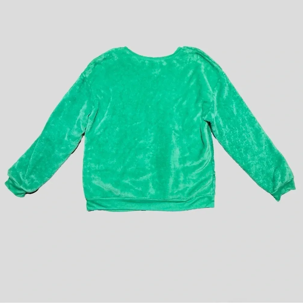 DR. SEUSS The Grinch Green Plush Crewneck Sweatshirt Naughty Santa Hat Size XXL - Image 2