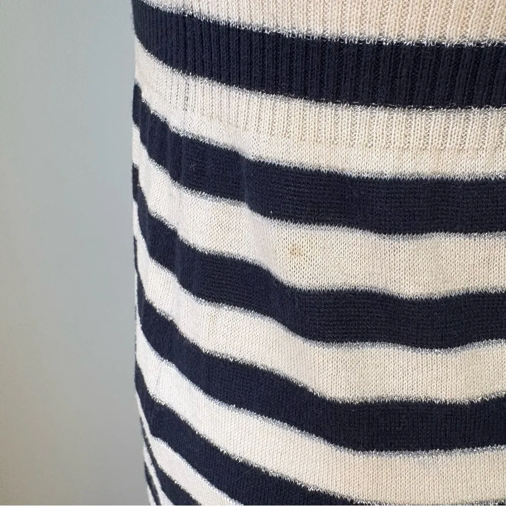 Vintage Vivienne Tam Short Sleeve Silk Blend Navy/White Dress, Sz S - Image 15