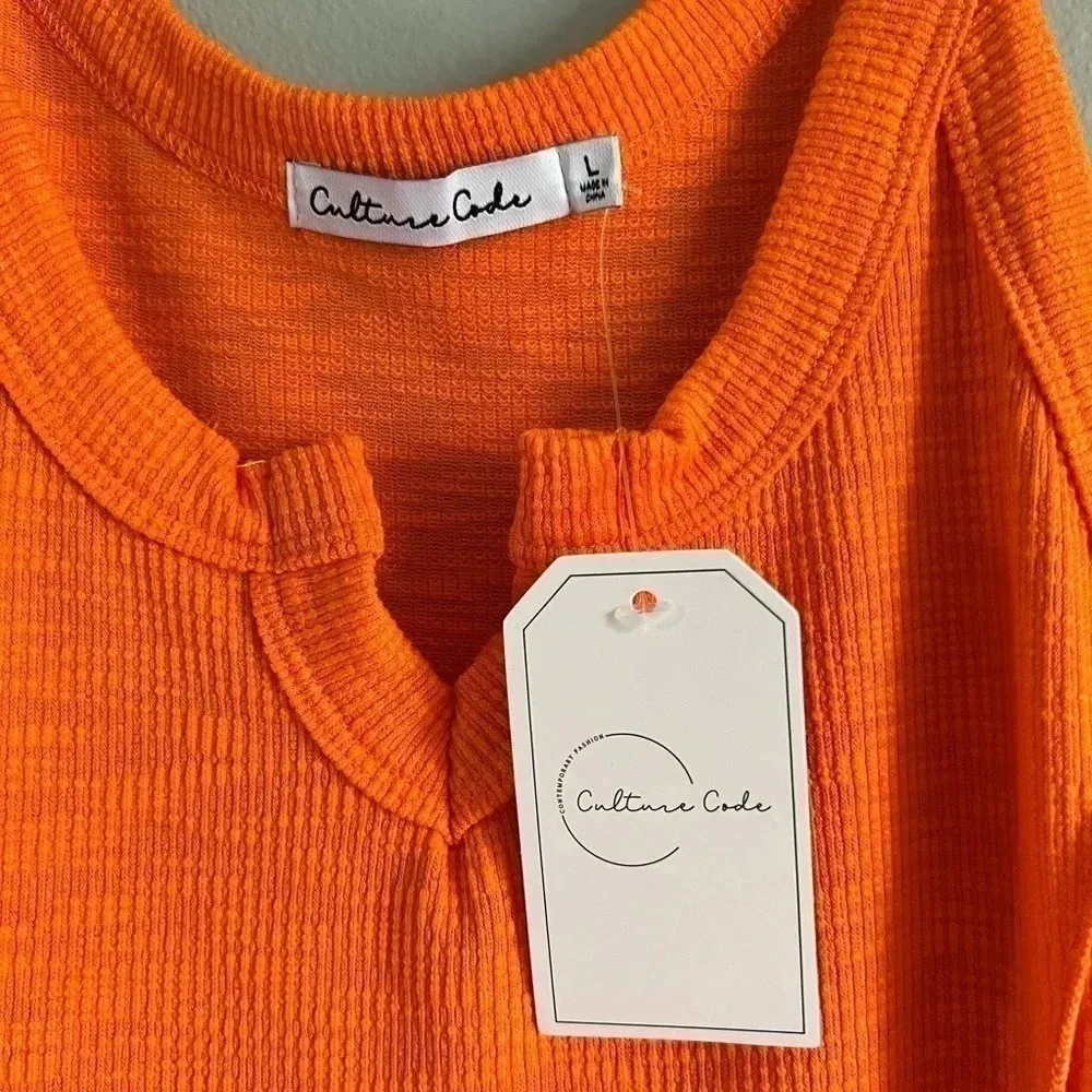 CULTURE CODE Notched Scoop Neck Maxi Dress in‎ Orange NWT Size L - Image 4