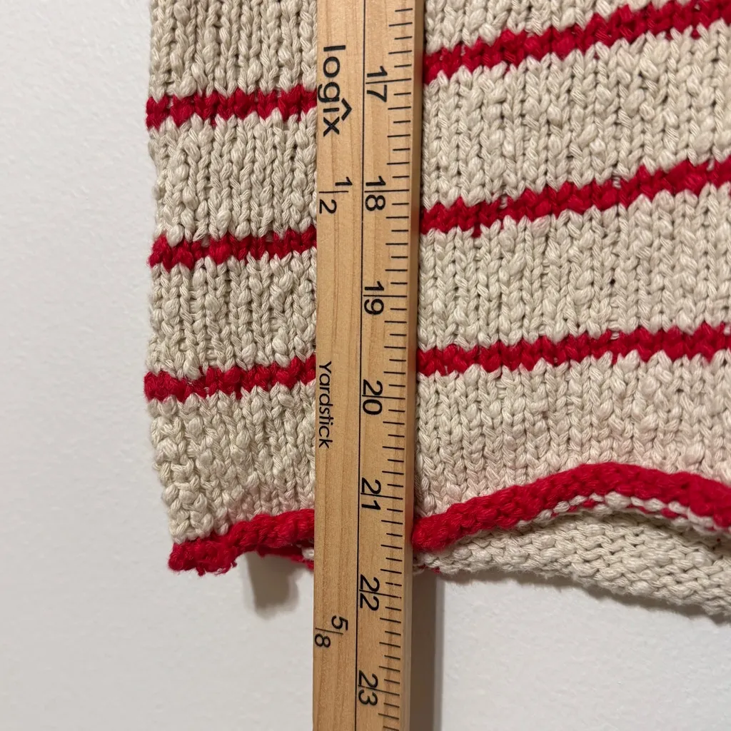 Evereve Marlowe Sweater Tank Size Small Knit Crochet Beach Oat Redstripe Top - Image 7