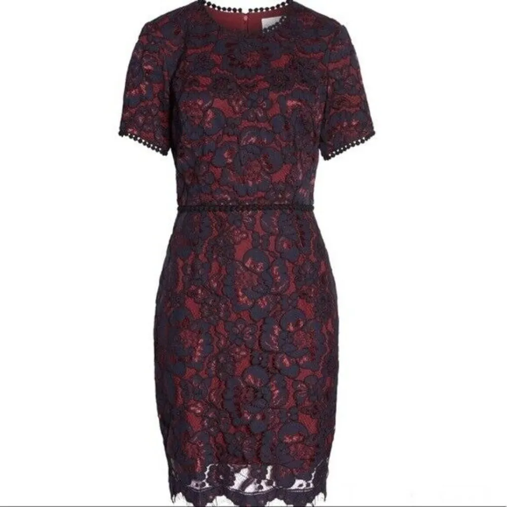 NWT Charles Henry Nordstrom Lace Sheath Dress Navy and Red size XS - Image 5