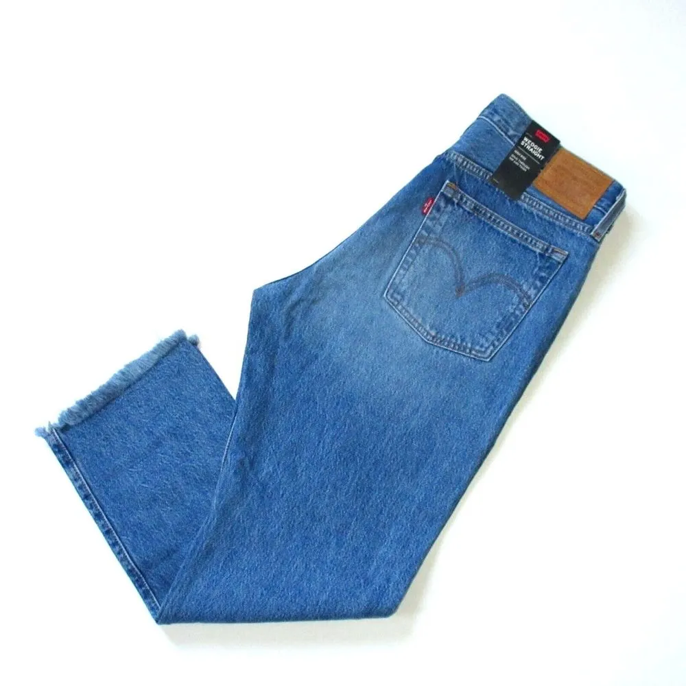 NWT Levi's Wedgie Straight in Uncovered Truth Fray Hem Rigid Crop Jeans 30 - Image 7