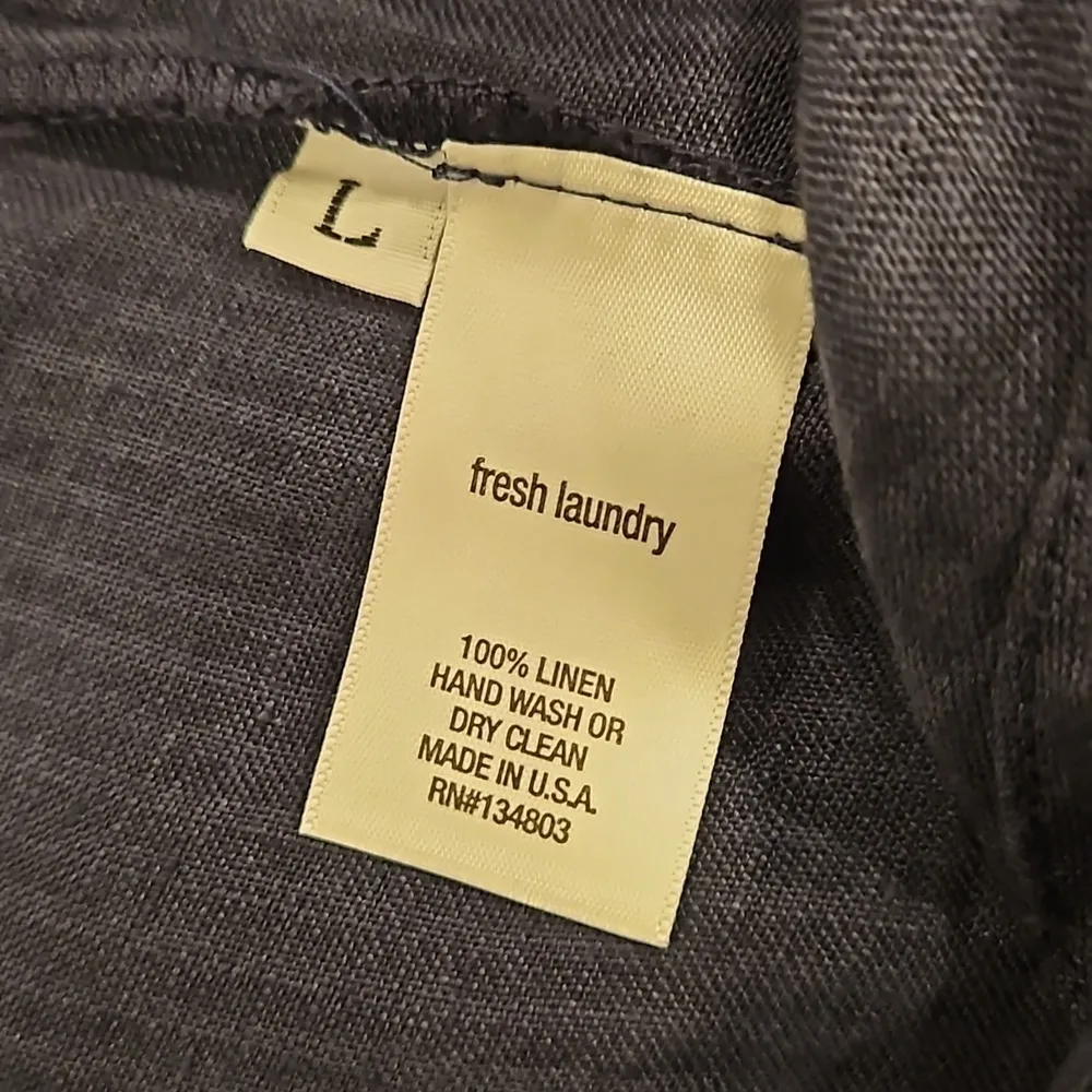 💕FRESH LAUNDRY💕 100% Linen Cropped Wide Leg Jumpsuit Blue Large *Flawed* NWOT - Image 9