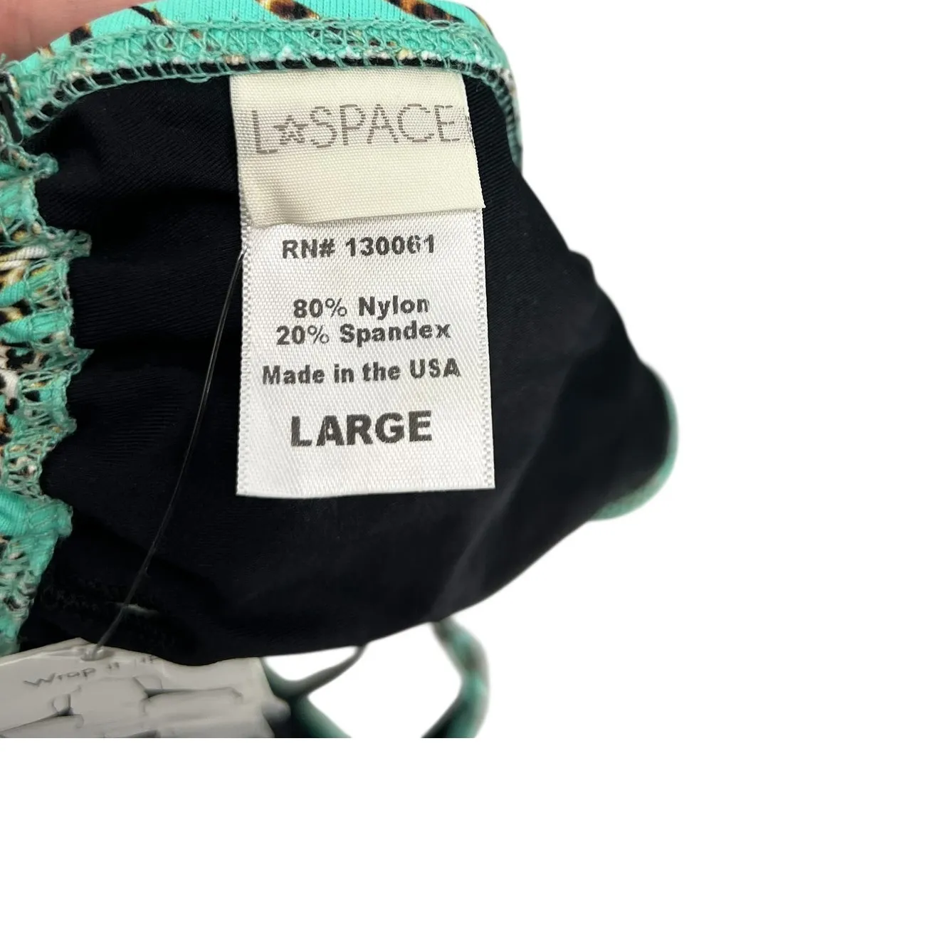 L Space‎ Lexie Wrap Bikini Top Pools & Palms Print Blue Green Size Large - Image 10