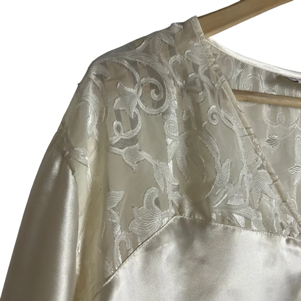 Best United Garment Co Lingerie Vintage Cream Satin Lace Sleep Shirt Size 1X/2X - Image 3
