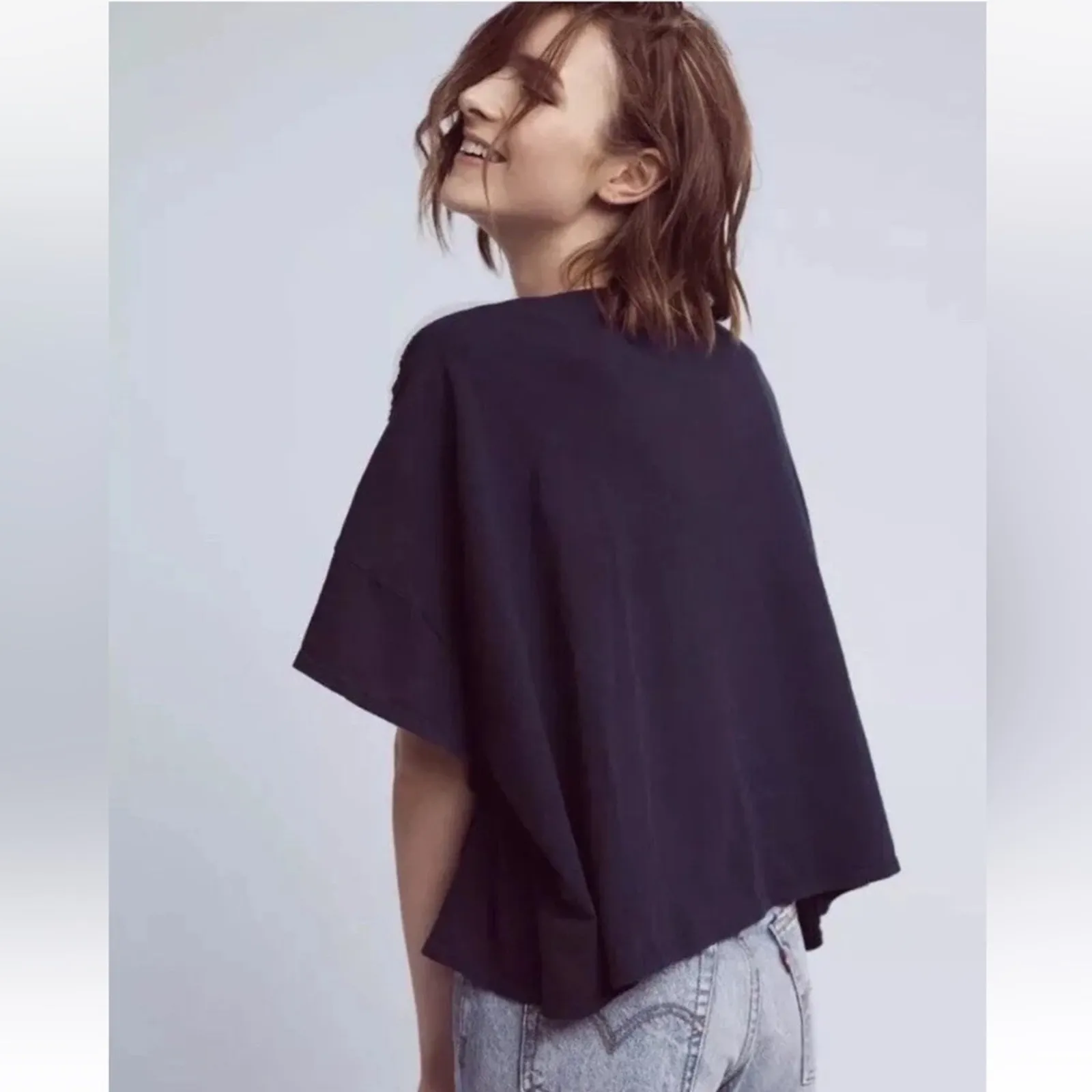 NWT Anthropologie AKEMI+KIN Navy Embroidered Darrie Top Bandana Paisley Boxy Top - Image 2