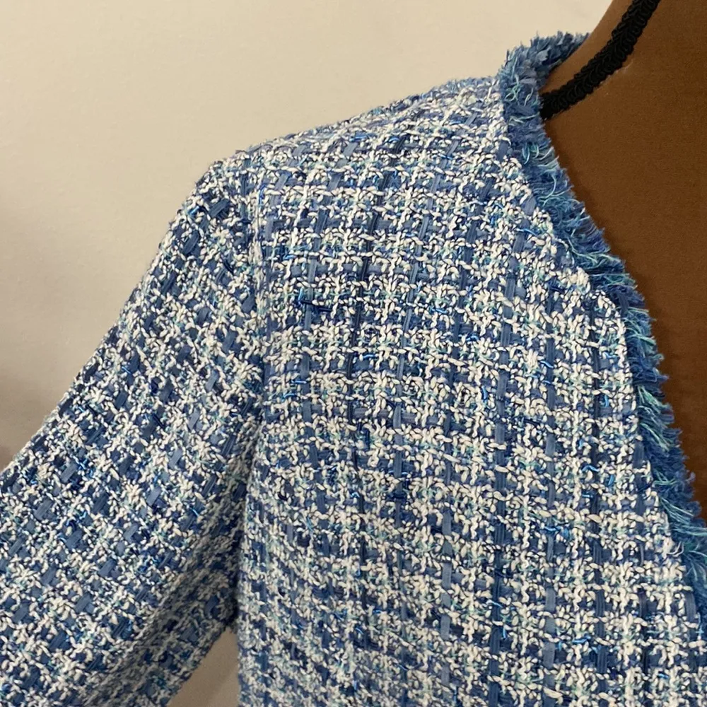 Nic + Zoe Under The Sea Tweed Fringed Jacket size S - Image 11
