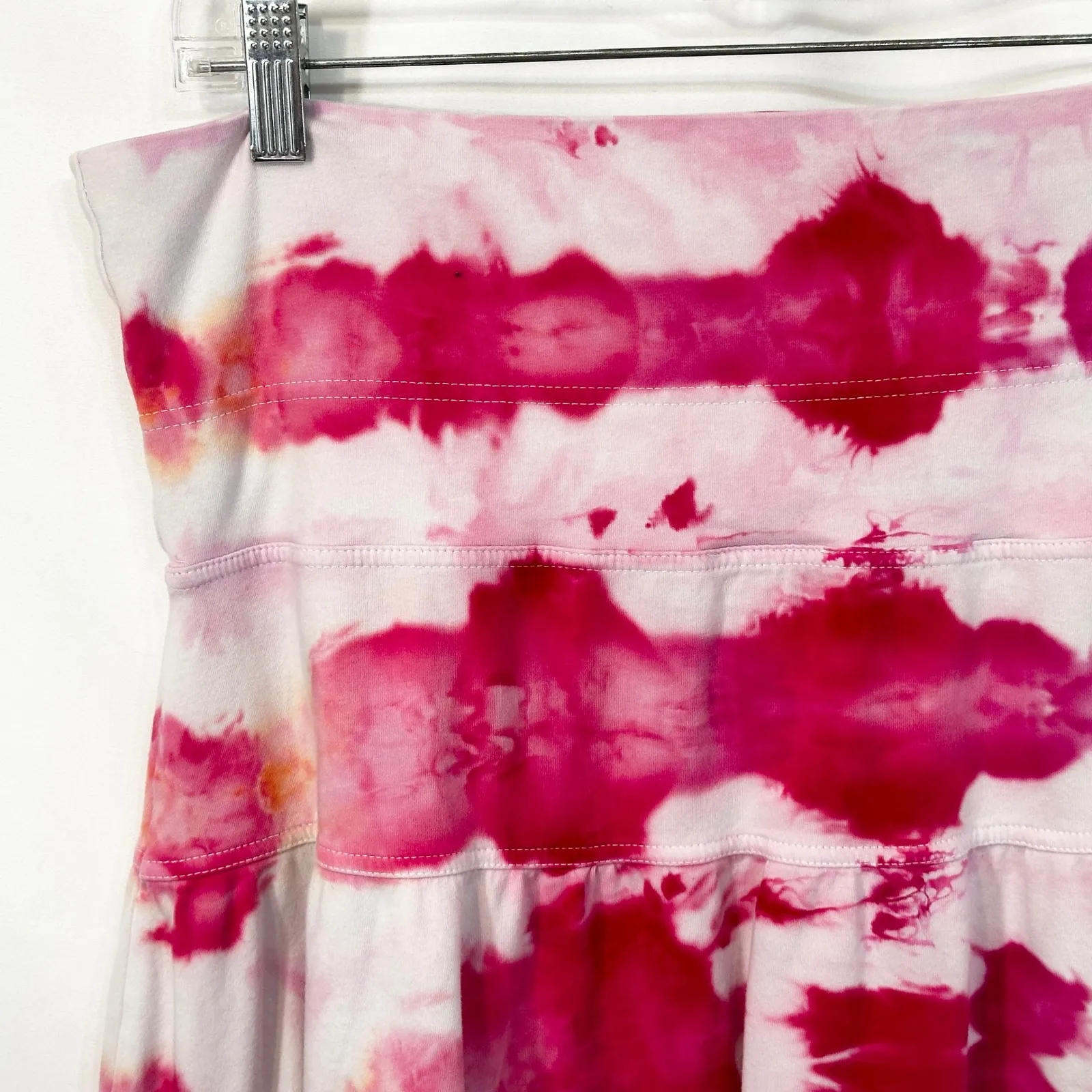 Ann Taylor LOFT Large Skirt Handmade Tie Dye Pink A Line Trumpet Preppy Boho 516 - Image 8