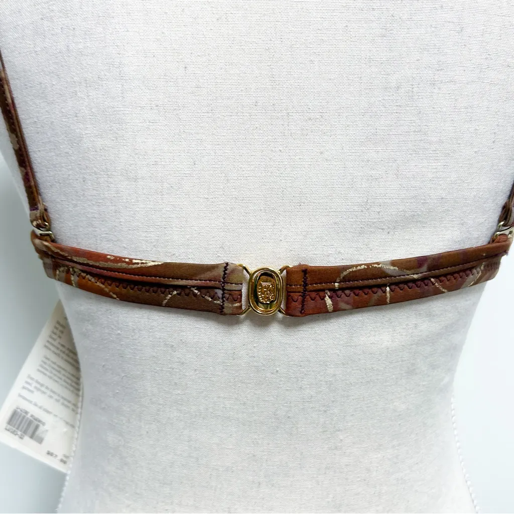 Tara Grinna Brown Purple Metallic Gold Underwire Padded Bikini Top NOS 32A 32AA Size undefined - Image 6