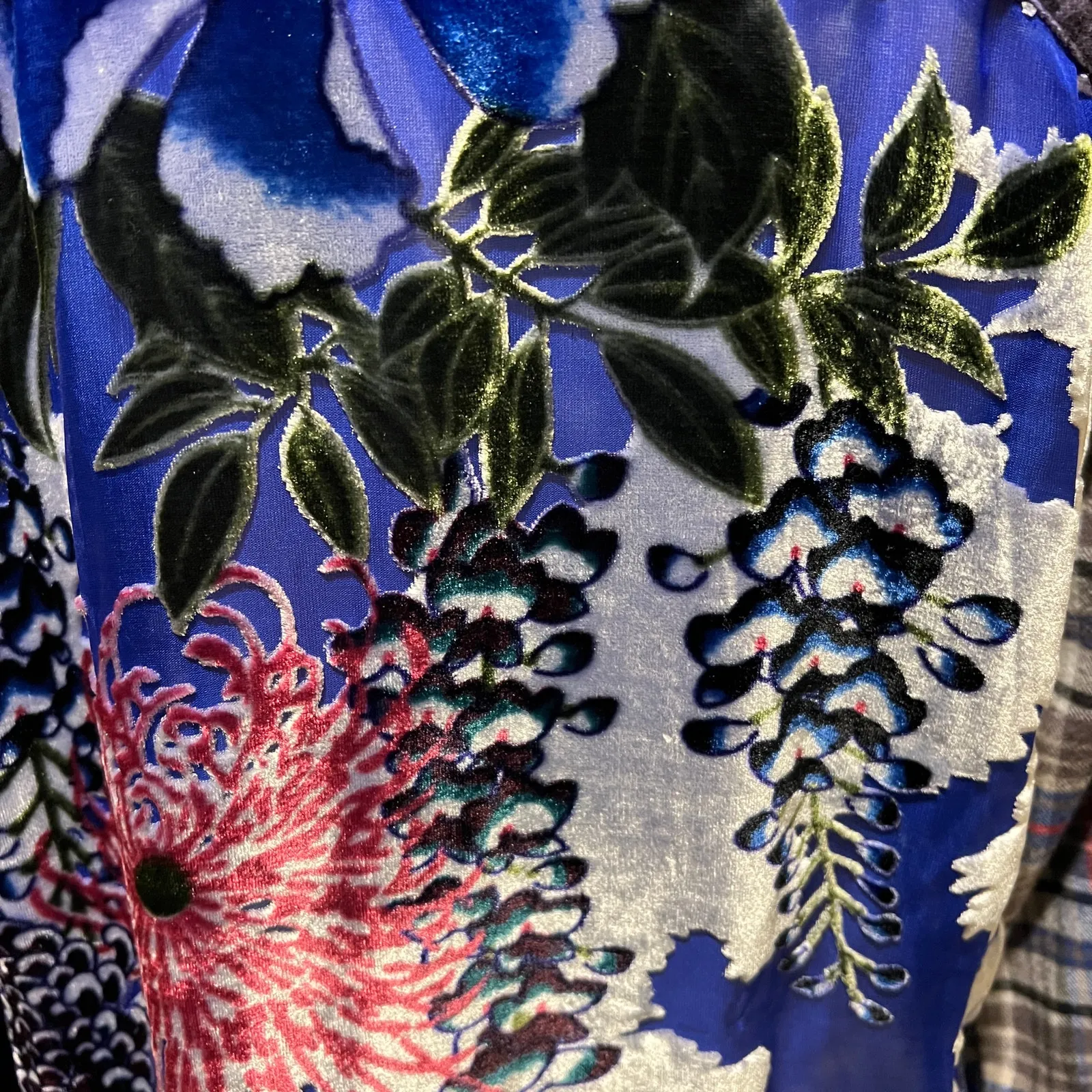 Soft Surroundings Purple Flannel Long Sleeve Velvet Burnout Shirt Size Petite M - Image 5