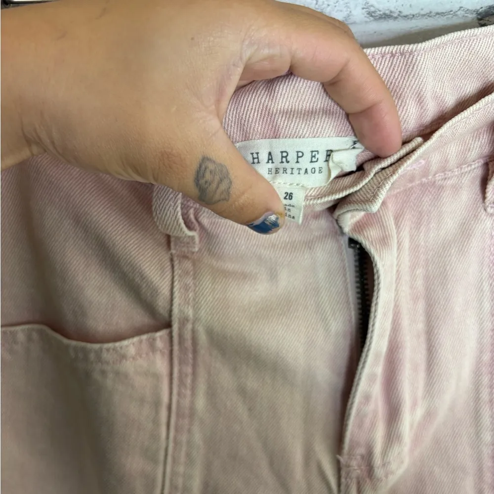 Francesca’s Harper Heritage Abigail Tapered Ankle Strap Jeans Pink Size 26 - Image 5