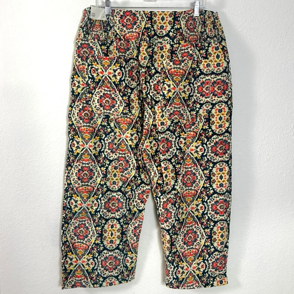 Free People XL Lunan Crop Harem Cord Printed Jeans NWT Bohemian Retro 60s 70s - Image 10